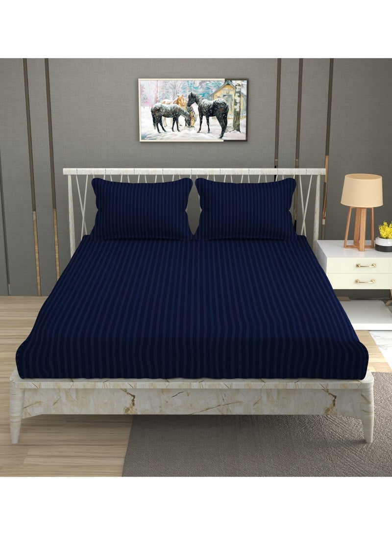 AURIO طقم ملاءات سرير كينج فاخرة بحجم كبير مع 2 غطاء وسادة – 270x270 سم من الألياف الدقيقة الفاخرة – ملاءة مسطحة مريحة لجميع الفصول – قماش مقاوم للتلاشي وسهل العناية لغرفة النوم الرئيسية - Image 2
